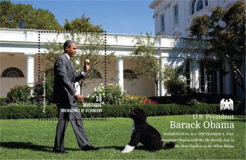 St. Vincent - 2013 President Obama with Bo the Dog - S/S - SGM1312S