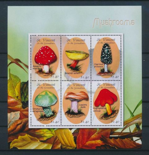 Lf26592 st vincent  plants flora nature mushrooms good sheet mnh