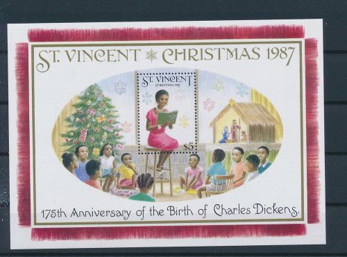 Lf29427 st vincent 1987 charles dickens christmas  good sheet mnh