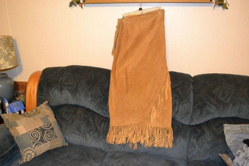 Womens Desperado leather fringed skirt, size L