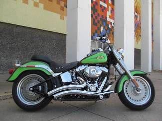 2007 Envy Green Pearl Harley FLSTF Fatboy with Custom Exhaust. Super Clean