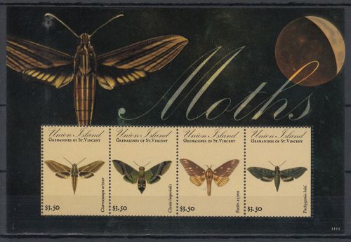 Union island grenadines st vincent 2011 mnh moths 4v m/s insects butterflies