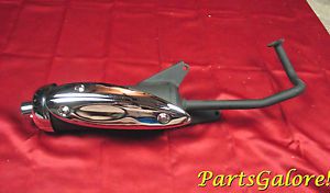 Exhaust / Muffler System Chrome &amp; Black GY6 5050cc Honda Chinese Scooter E256