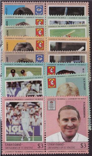 St vincent union island mnh scott # 126-133 cricket players (16 stamps) -2