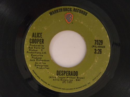 Alice Cooper 45 UNDER MY WHEELS / DESPERADO ~VG, US $2.00, image 4