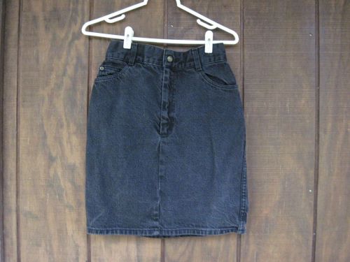 90s Black Blue Jean Mini Skirt Desperado Front Pockets Back Zipper 7/8 M, US $7.00, image 1