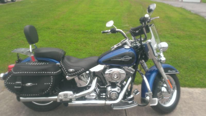 2008 harley davidson heritage classic flstc - blue / black - low miles - clean!!