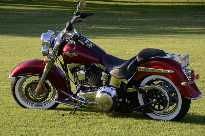 2012 harley davidson softail deluxe flstn cruiser ember red sunglo flstn