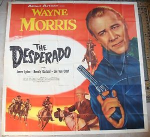 Us 6 sheet 81&#034;x81&#034;  movie poster desperado wayne morris cowboy film 1954 vf.