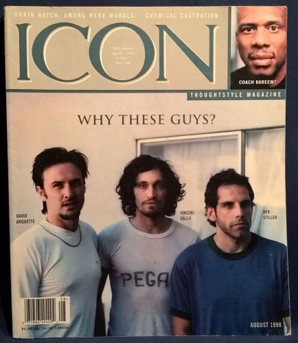 Icon thoughtstyle magazine--august 1998 david arquette/vincent gallo/ben stiller