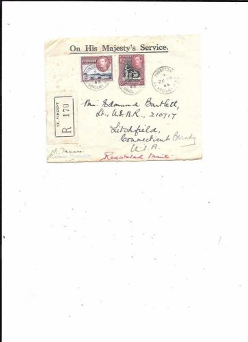 St. Vincent registered cover to US 1945