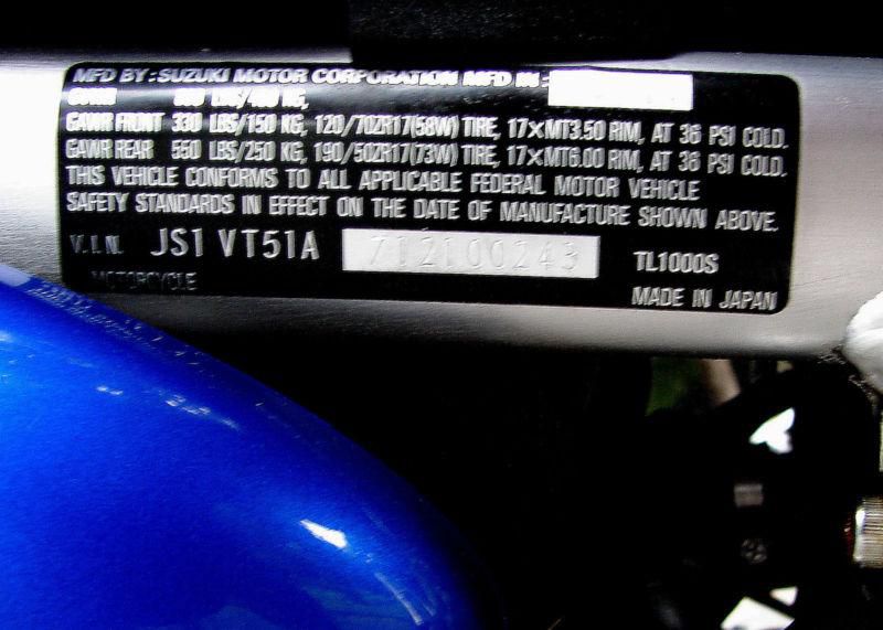 2001 SUZUKI TL 1000 S ONLY 5K ORIGINAL MILES THE LEGEND ! - NO RESERVE AUCTION !, US $2,650.00, image 18