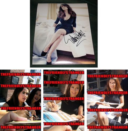 *luscious legs!!!* salma hayek signed 11x14 photo - proof - desperado coa