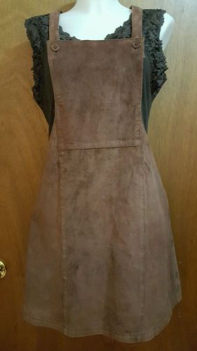 women's Desperado brown suede bib overall skirt sz M  Boho country western chic, image 1