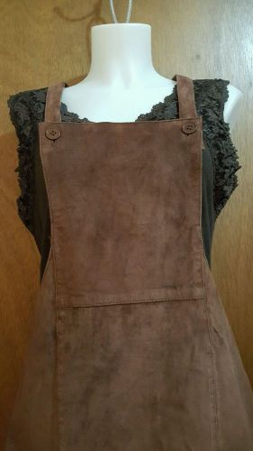 women's Desperado brown suede bib overall skirt sz M  Boho country western chic, image 3