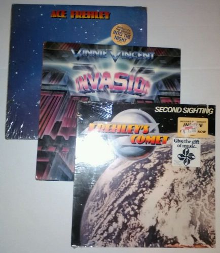 Kiss 3 lp lot frehley&#039;s comet second sighting (sealed) vinnie vincent invasion