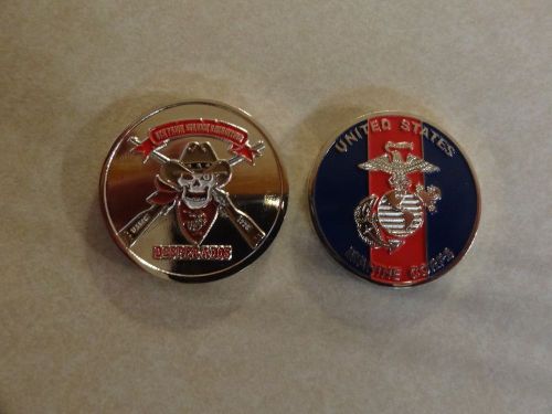 Challenge coin us marine corps 8th prior service recruiting desperados skull hat