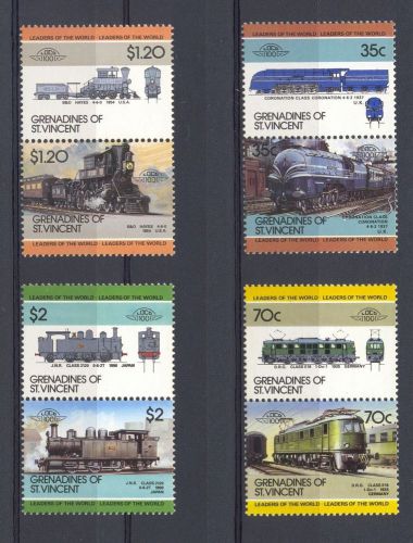 St vincent grenadines 1985 sg 412-9 locomotives 5th series mnh