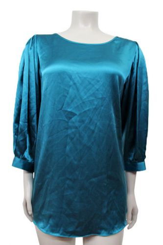 Twelfth Street by Cynthia Vincent turquoise satin Blouse Size S $99