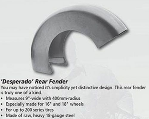 Desperado 9&#034; Custom Rear Fender undrilled so you can fit to your bike - 18 gauge