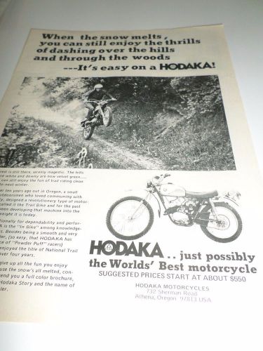 Vintage original 1970`s Hodaka Motorcycle full page ad, US $10.00, image 1