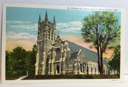 Ohio postcard mount vernon, st. vincent de paul&#039;s church