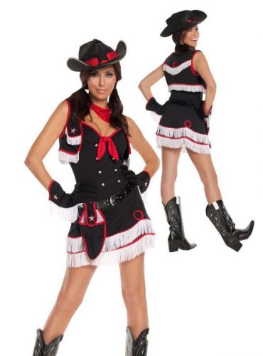 NEW ADULTS WOMENS SEXY ALL AMERICAN COWGIRT DESPERADO DRESS COTUME - 5 SIZES