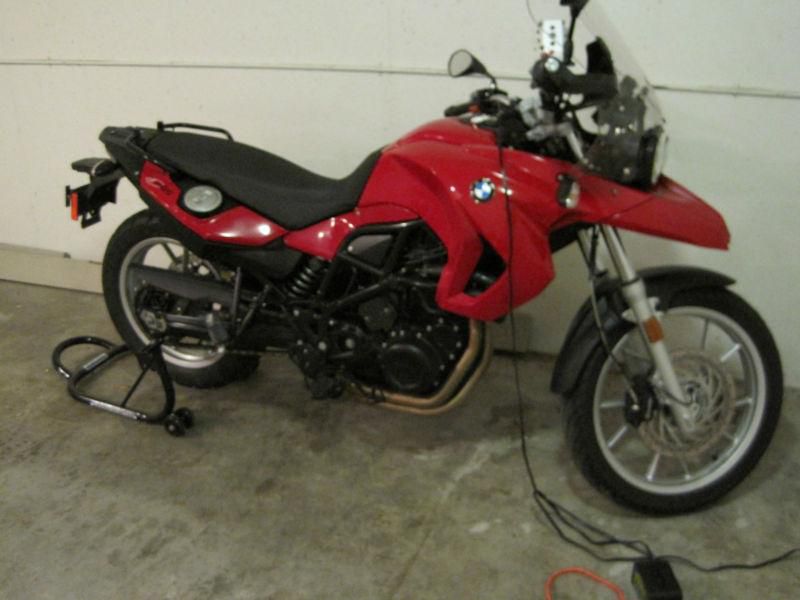 2009 F650GS red dual sport with touring windshield and hand guards