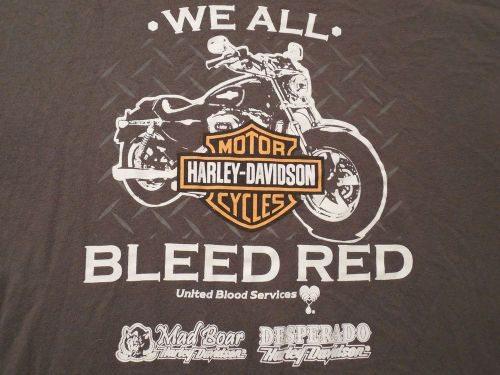 Harley Davidson We All Bleed Red United Blood Service Mad Boar Desperado T-Shirt