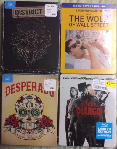 Lot 4 New Blu-ray Steelbook: District 9, Desperado, Django Unchained, Wolf Wall