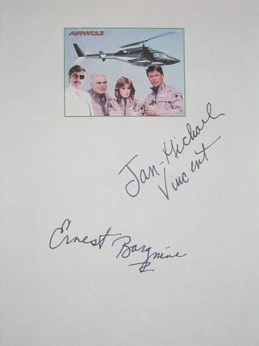 Airwolf signed tv script x2 jan-michael vincent ernest borgnine reprint mintcond