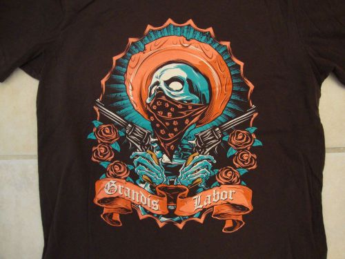 Threadless Grandis Labor II Clothing Design Desperado Skull Brown T Shirt S, US $170, image 1