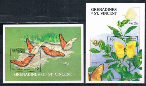 Gren st vincent 1989 butterflies 2x ms sg 643 mnh