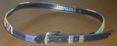 Desperado Western Style Multi-Colored Leather Belt~Size 30~Silvertone Hardware, US $9.50, image 2