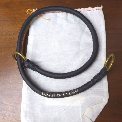 Dean &amp; Tyler DESPERADO Round Leather Dog Choke Collar Brass Hardware 32&#034; Black