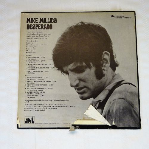 Mike Millius ~ Desperado Vinyl LP  RARE  UNI Orig Press  VGC, image 3