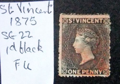 St vincent 1875 sg 22 1d black fu.