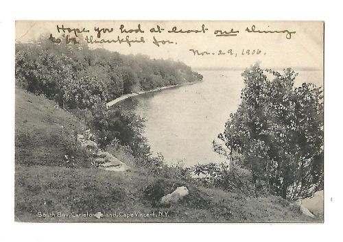Cape Vincent, New York, South Bay, Carleton Island 1906 Postcard