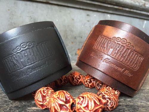 Cool punk wide mens genuine leather desperados bracelet cuff  wristband bangle