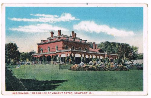 Vintage postcard, beachwood, vincent astor res. newport rhode is., c.1912 unused