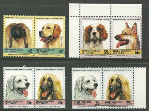 St Vincent Grenadines -BEQUIA MNH SC#178 dogs, scott # 180-81 dogs 4 pairs stamp
