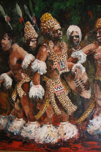 African warriors oil painting signed by vincent taylor