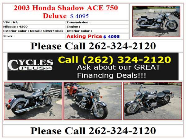 2003 Honda Shadow ACE 750 Deluxe Metallic Silver/Black