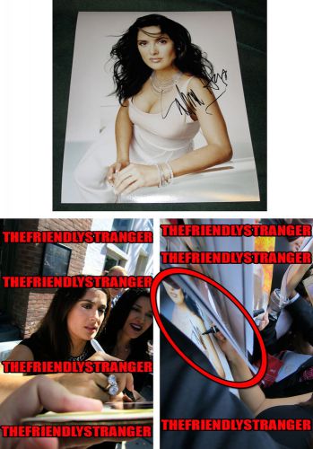 *huge b@@bs!!!* salma hayek signed 11x14 photo - exact proof - desperado coa