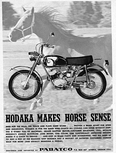 1968 hodaka ace 90 motorcycle &#034;horse sense&#034; original ad
