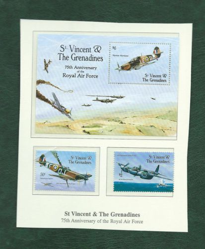 St Vincent military aircraft stamps and minisheet MNH