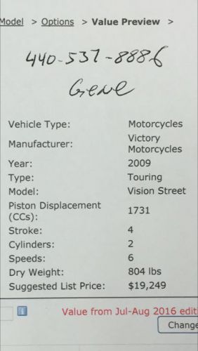 2009 Victory Victory Motorcycle 2009 Touring Vision Street, US $31000, image 16