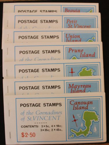 St Vincent Grenadine 1976 Full Set of 7 Island Stamp Booklets MNH