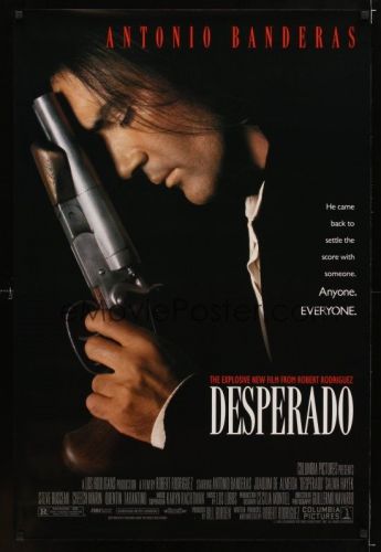 DESPERADO 1sh movie poster &#039;95 Robert Rodriguez, Antonio Banderas with big gun!