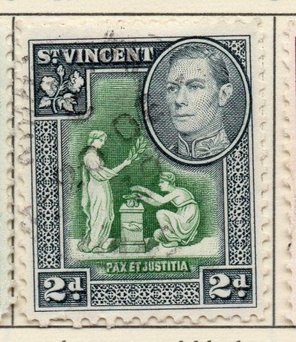 St vincent 1938-47 early issue fine used 2d. 029197